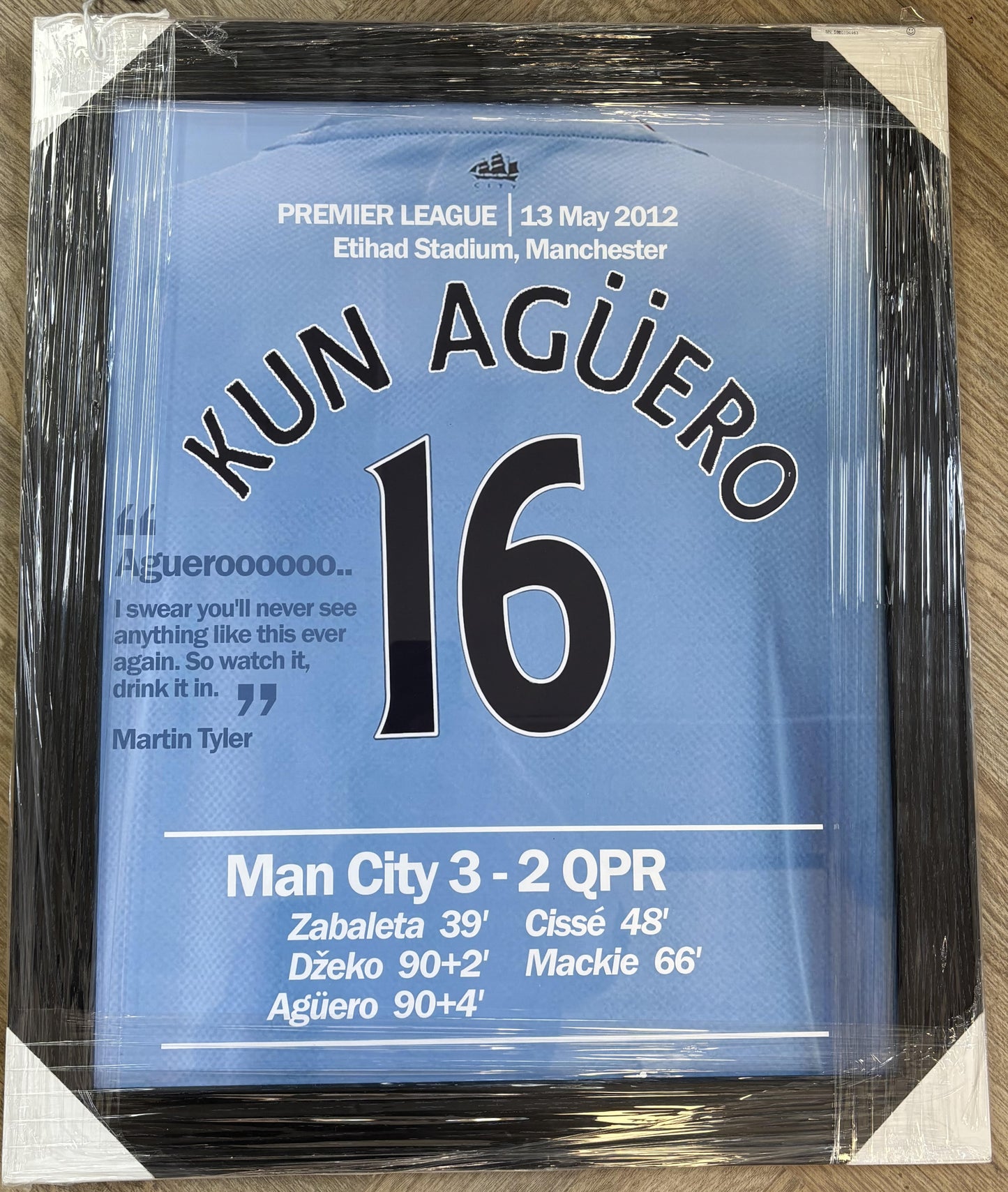 Manchester City Commemorative Football Shirt - Framed Art (Collection Only!)