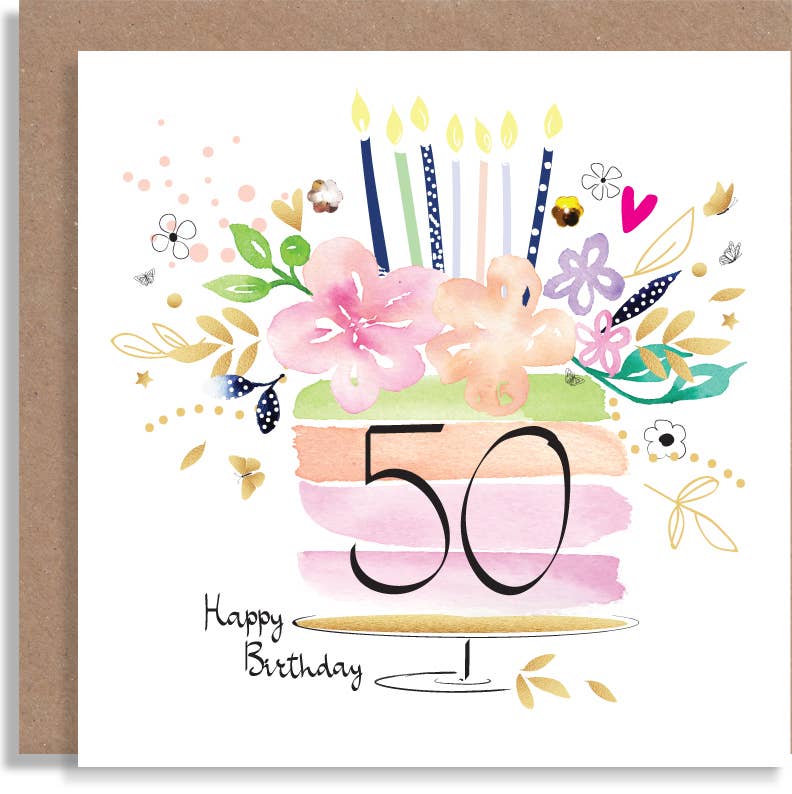 W20 Birthday 50 Birthday Hand-Finished Sequin Card