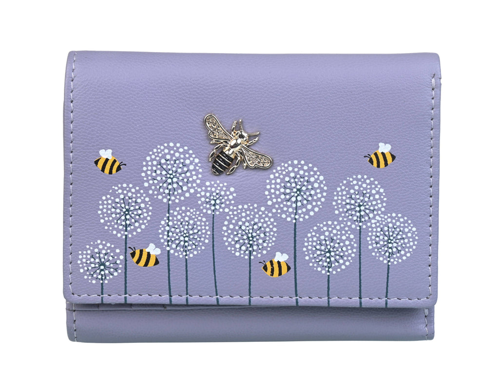 Moonflower Tri Fold Bee Purse: Grey