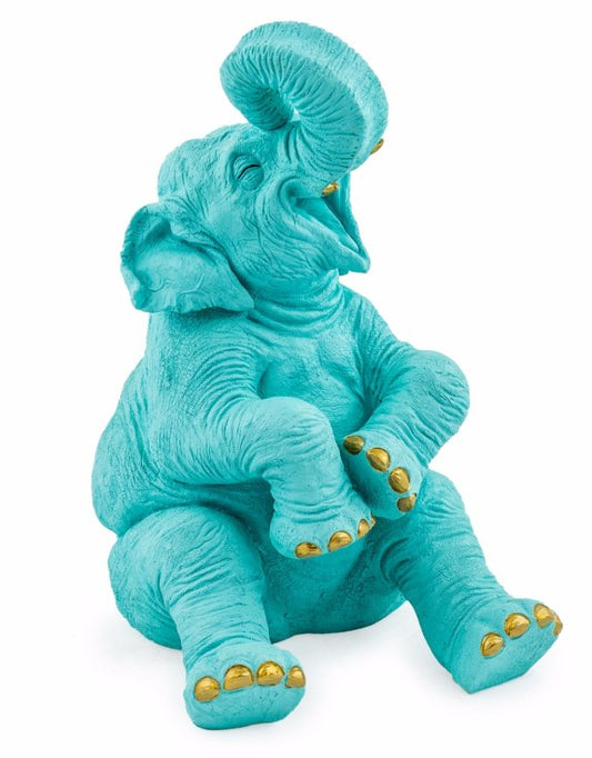 Pale Blue with Gold Details Laughing Elephant (Collection Only!)