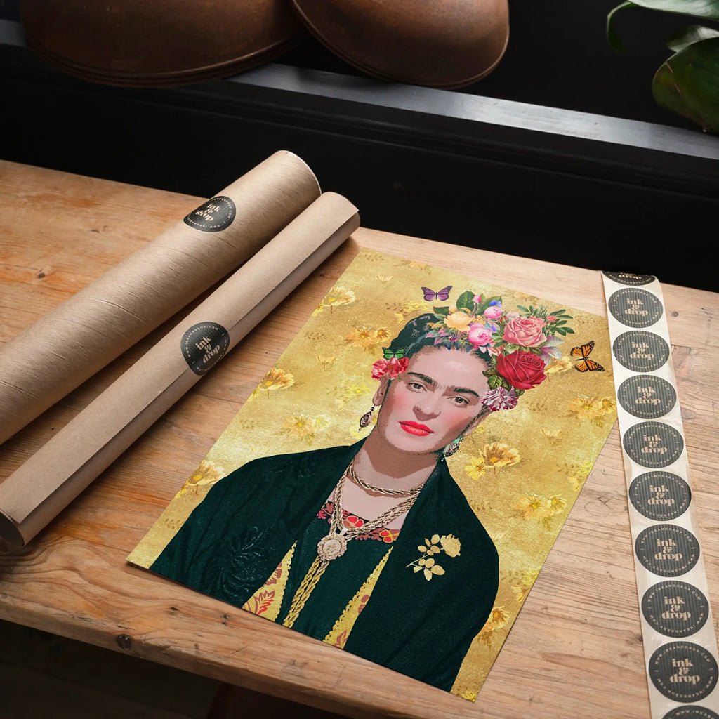 Frida Kahlo Gold Print: Matte / 8 ¼ x 11 ¾ in | 21x30 cm