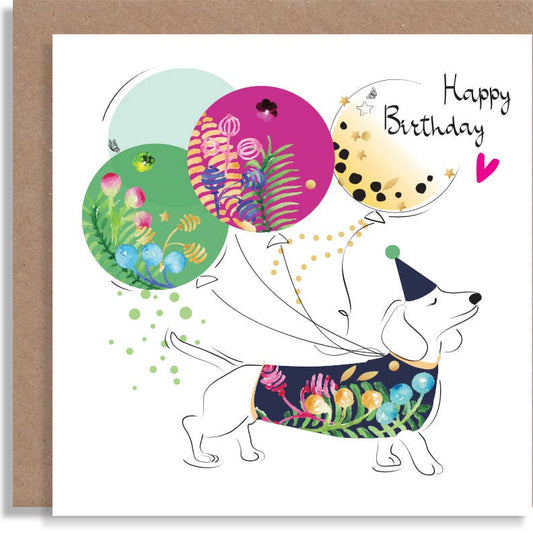 Dog with Balloons Birthday - Hand-Finished Wholesale Card