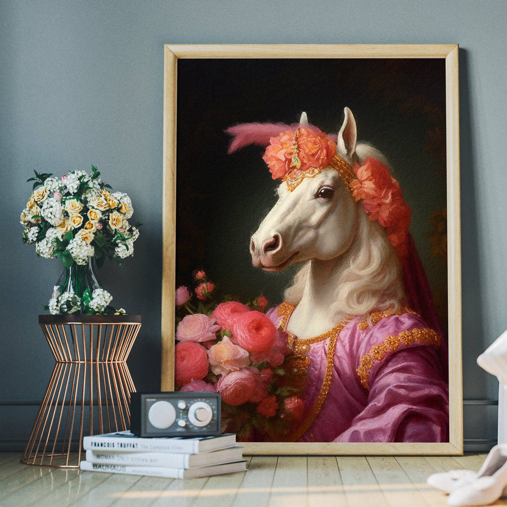 White Horse Animal Portrait Print: Matte / 8 ¼ x 11 ¾ in | 21x30 cm