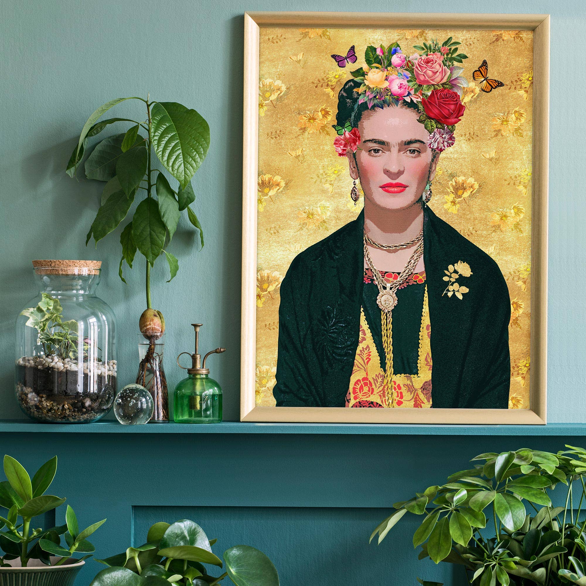 Frida Kahlo Gold Print: Matte / 8 ¼ x 11 ¾ in | 21x30 cm