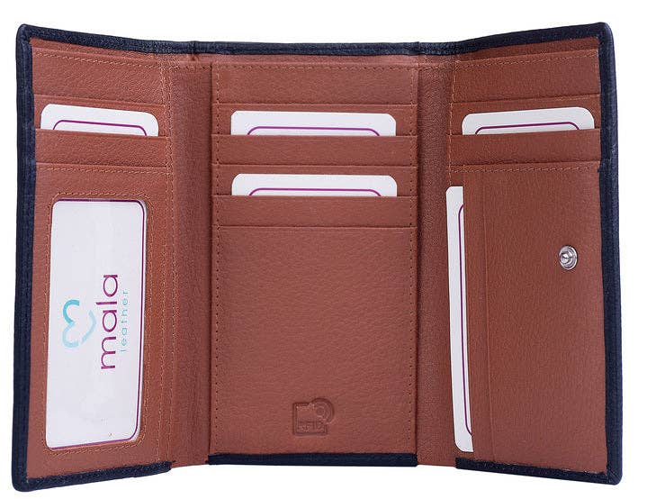 Best Friends Sitting Cat Tri Fold Purse RFID - 3529 65: Navy