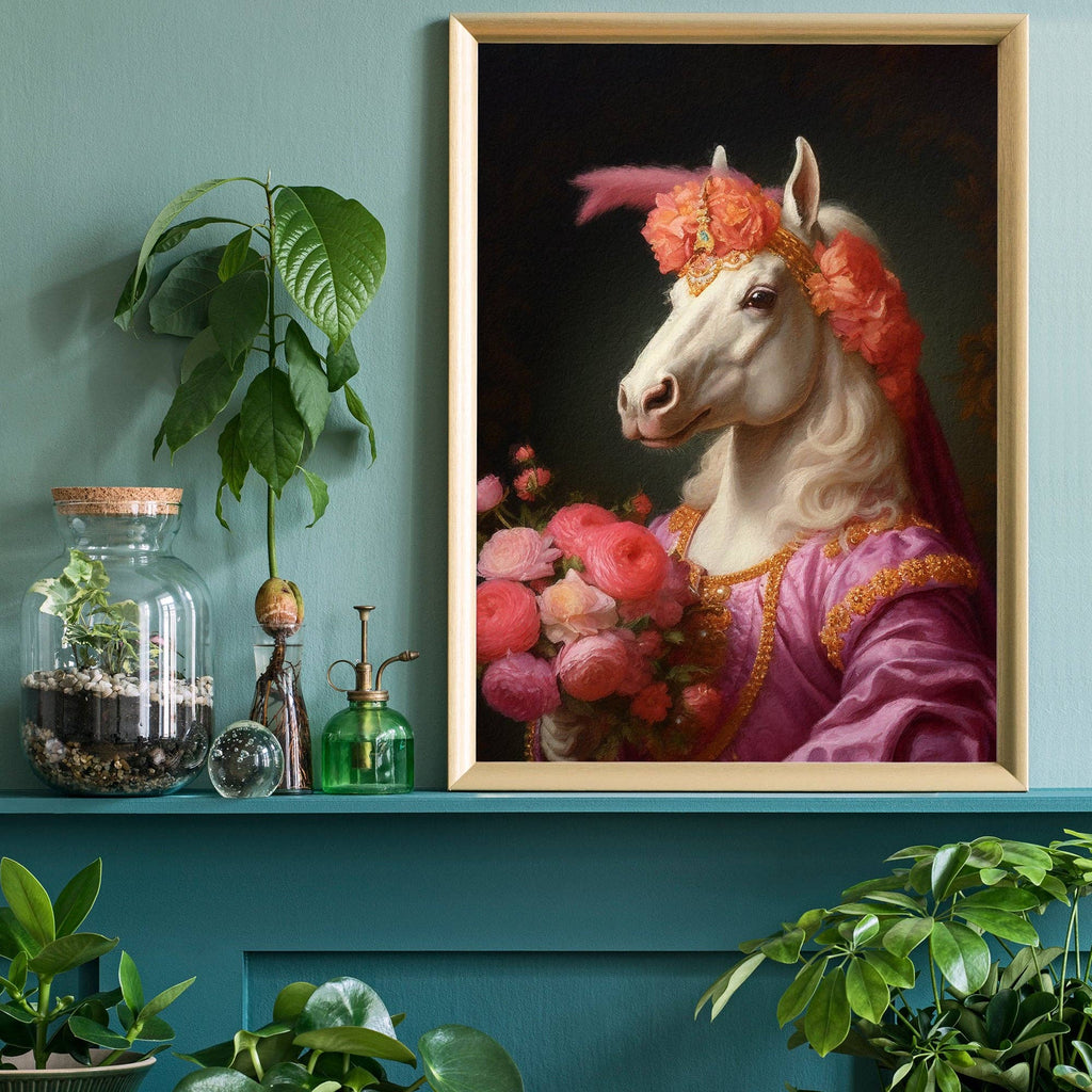 White Horse Animal Portrait Print: Matte / 8 ¼ x 11 ¾ in | 21x30 cm