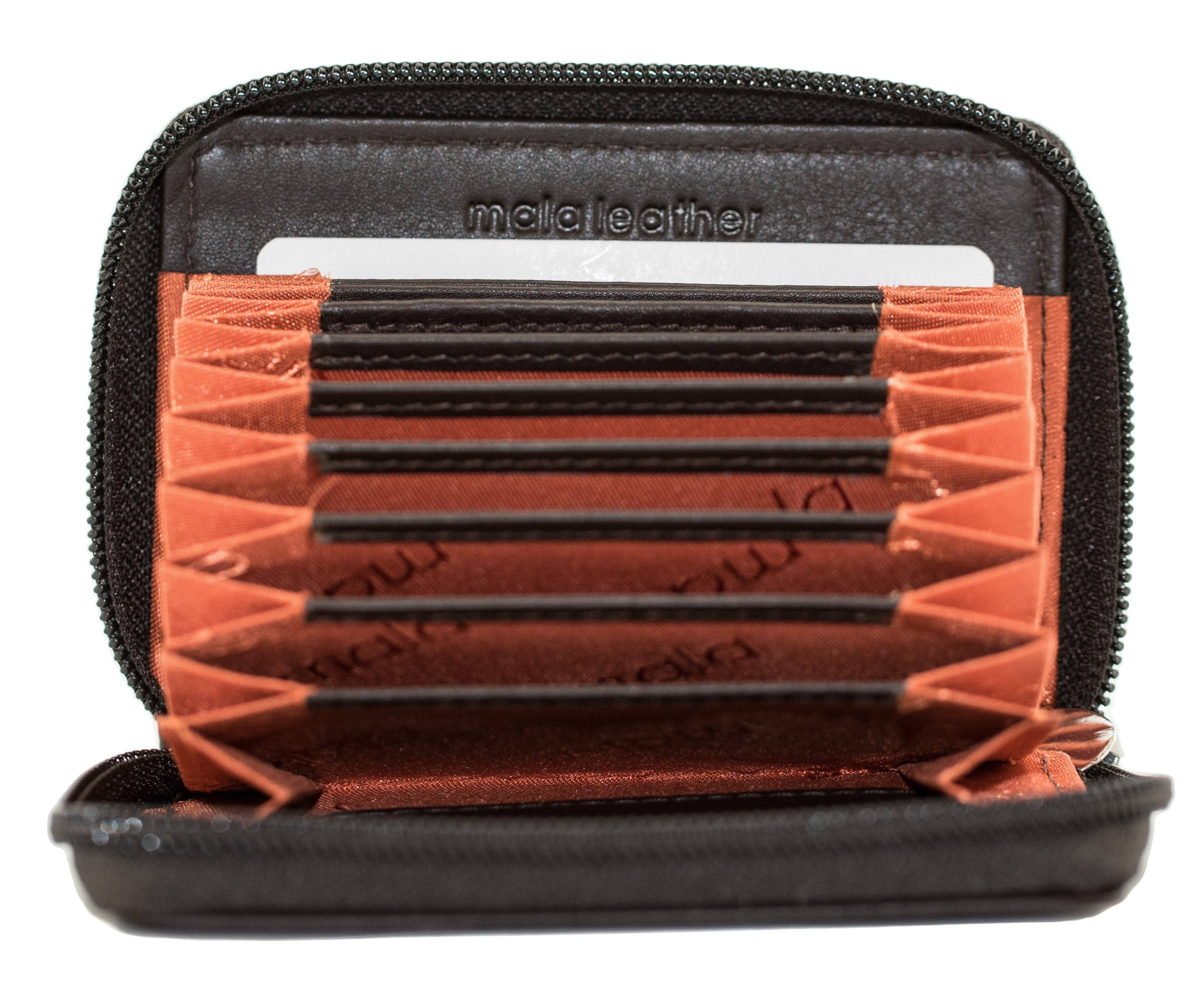 Origin Plain Leather Concertina Zip Around Card Wallet - 5 552: Black