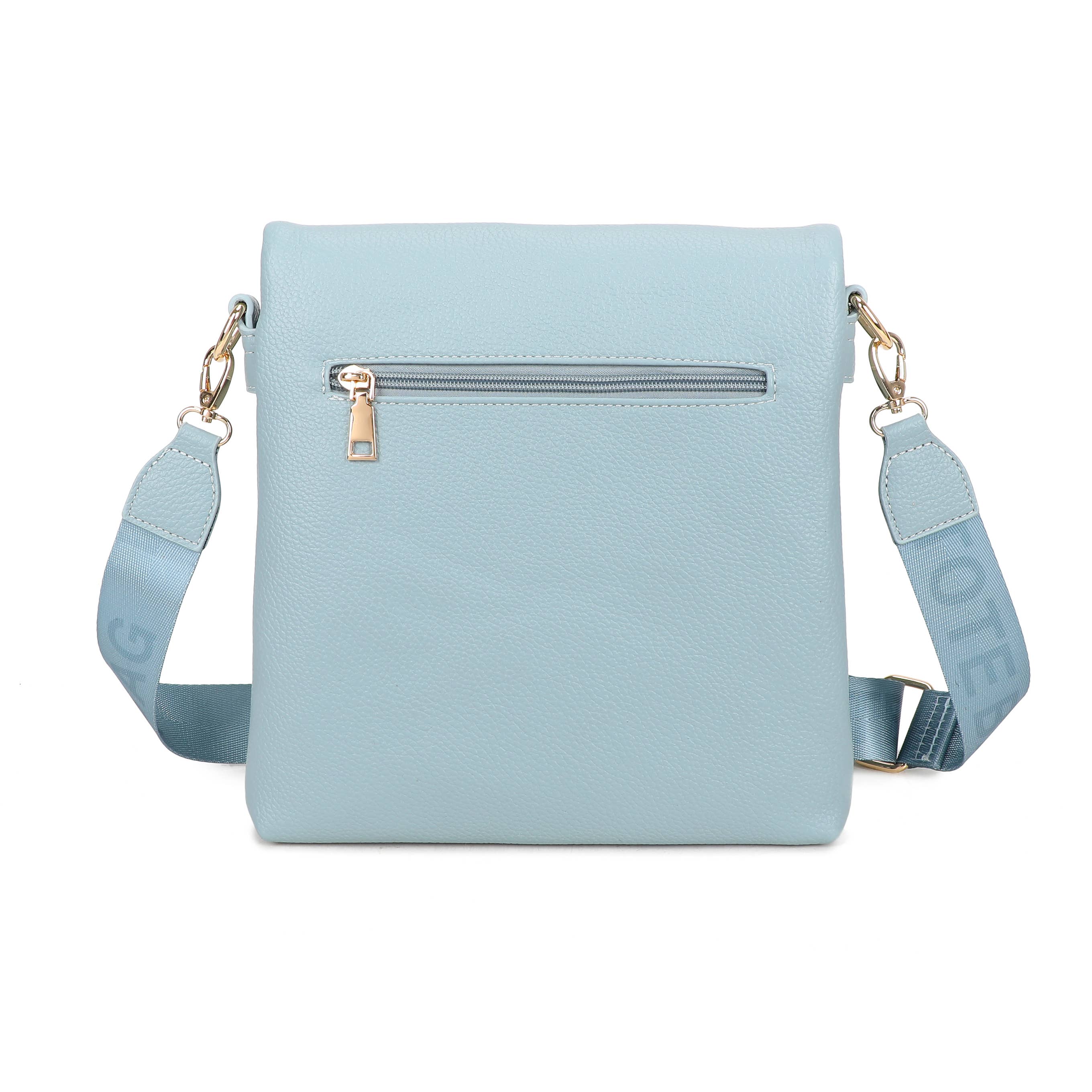 JM1666 Structured Flap Crossbody Bag: Light Blue
