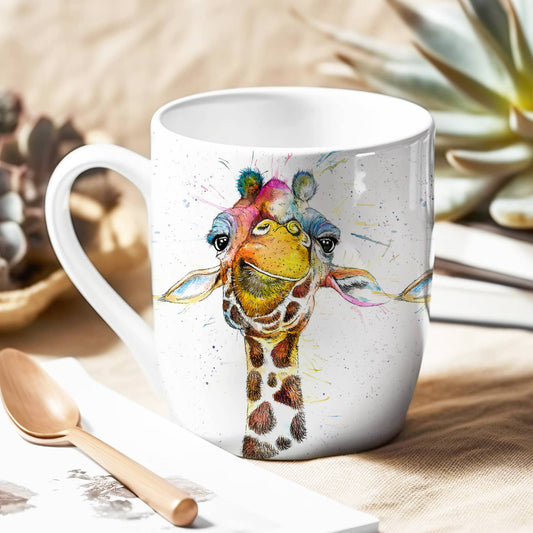 Splatter Rainbow Giraffe Bone China Mug KW37H