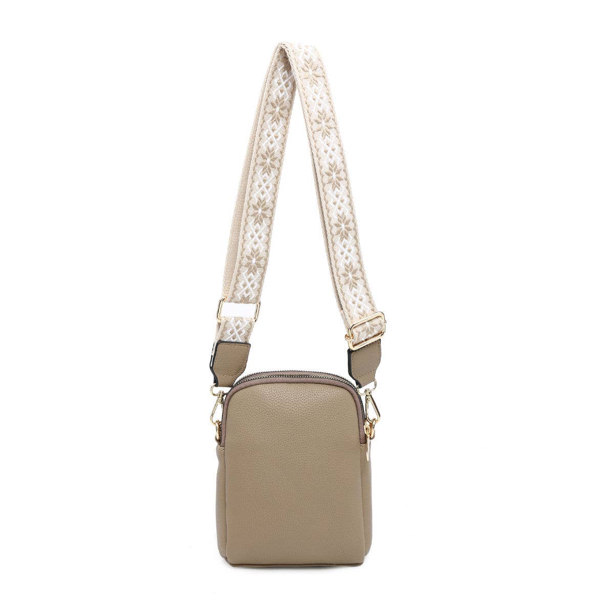 B23001 Bee Cross Body Handbag with double zip top sections: Pink