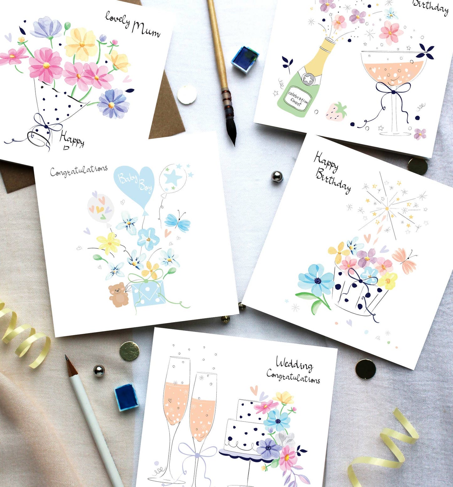 40 Birthday Watercolour Champagne Glitter Card L40