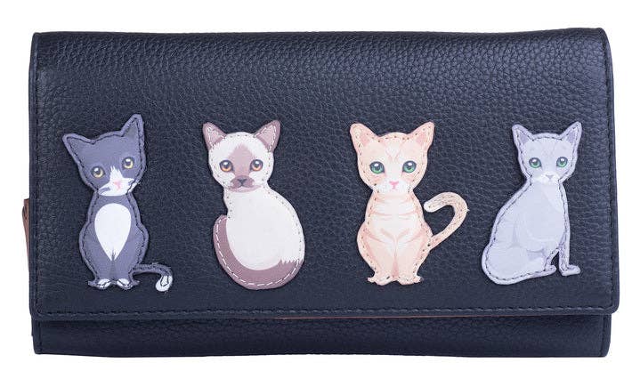 Best Friends Sitting Cats Matinee Purse RFID - 3528 65: Black / Large