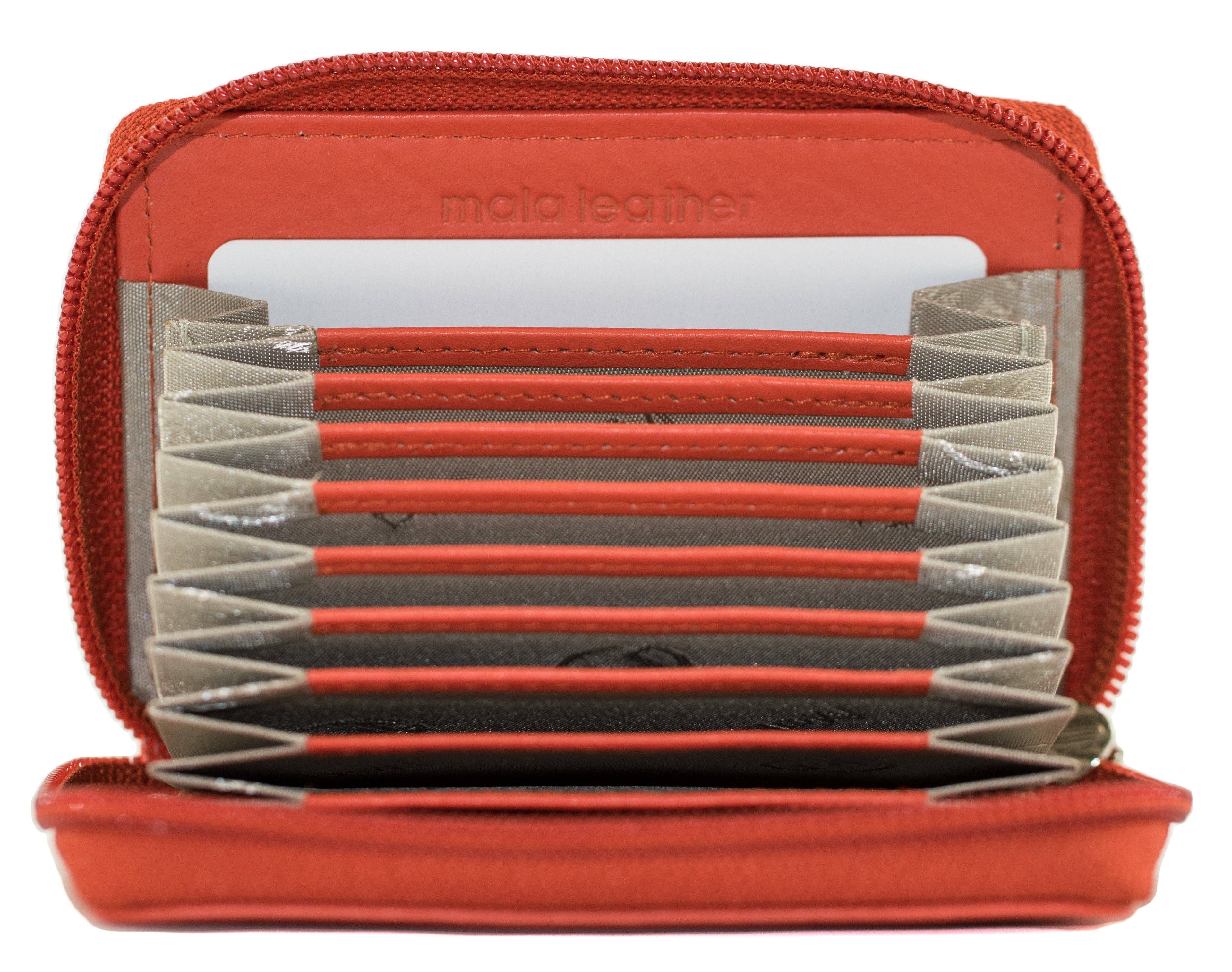 Origin Plain Leather Concertina Zip Around Card Wallet - 5 552: Black