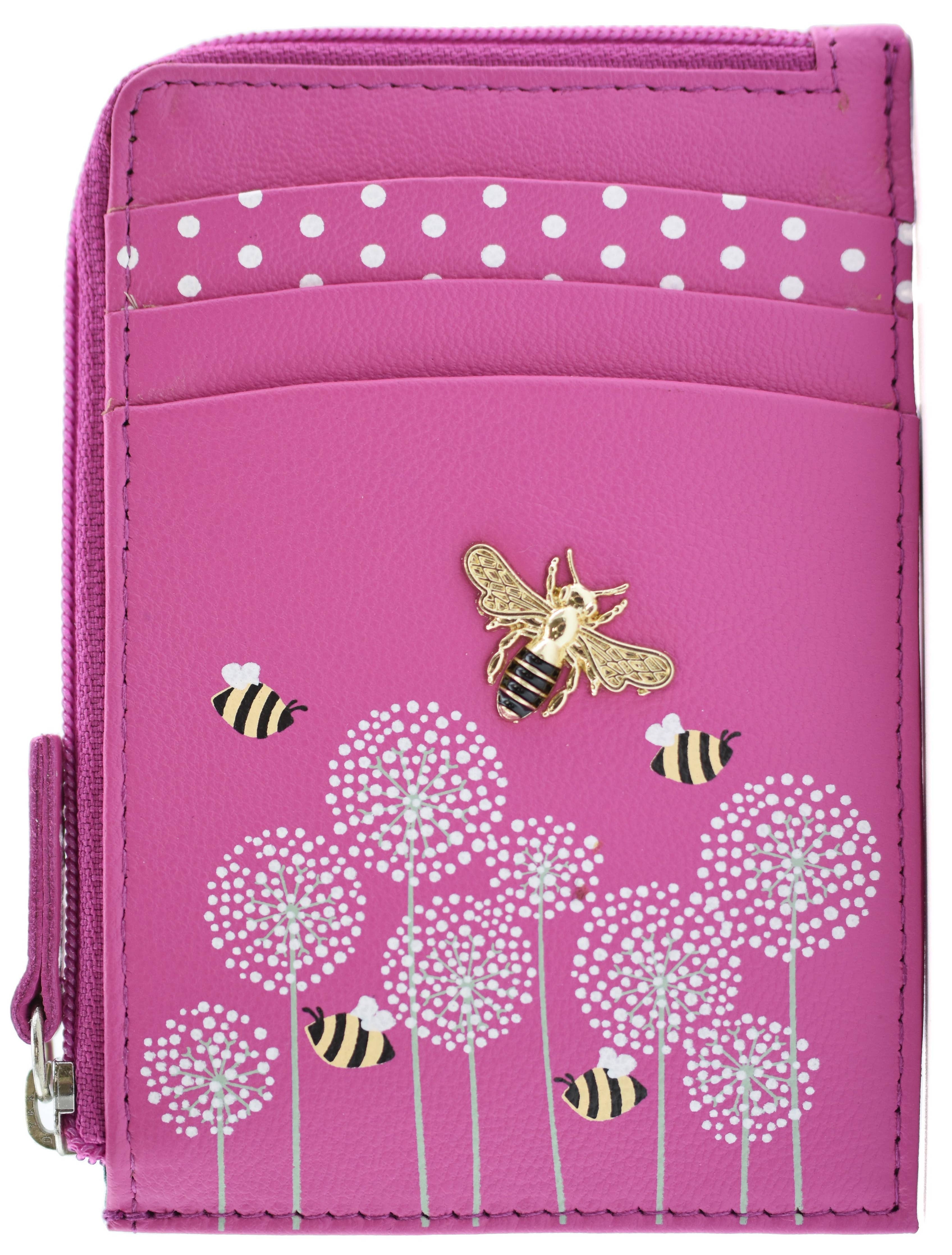 Moonflower Card and Coin Bee Purse: Grey