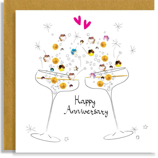 J142 Anniversary Champagne Hand-Finished Sequin Card