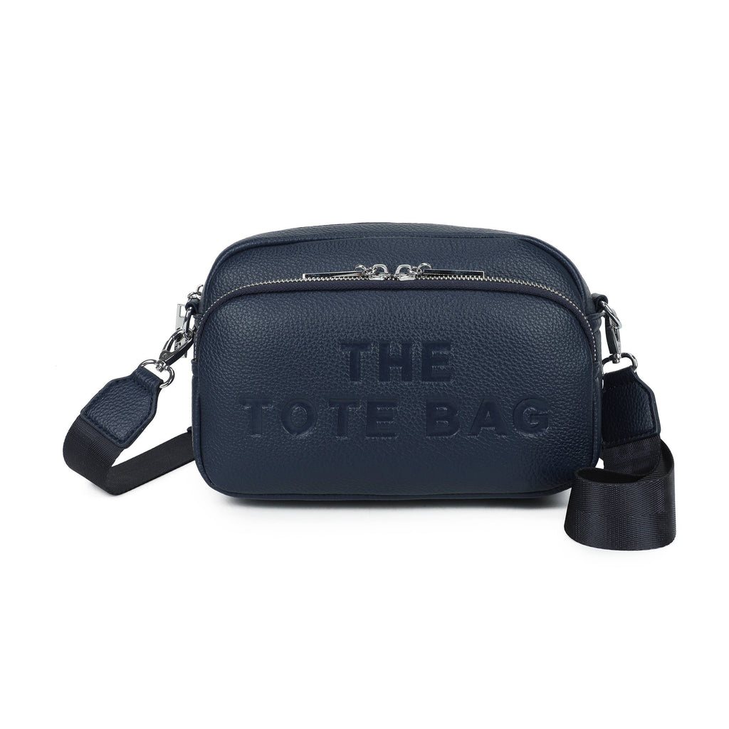 JM1726 Double Zip Crossbody Camera Bag with Wide Strap: Black