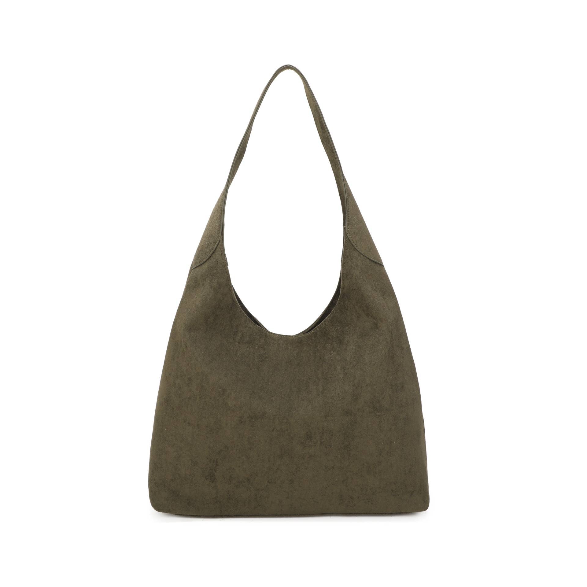 JM1709 Faux Suede Slouchy Hobo Shoulder Bag: Brown