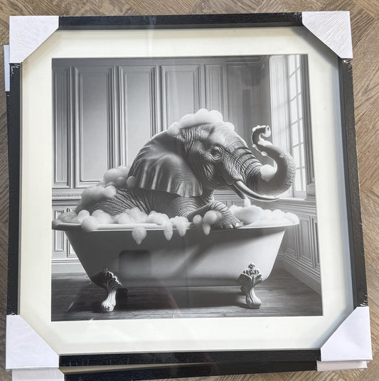 Elephant In A Bath - Quirky Animal Print (Collection Only)