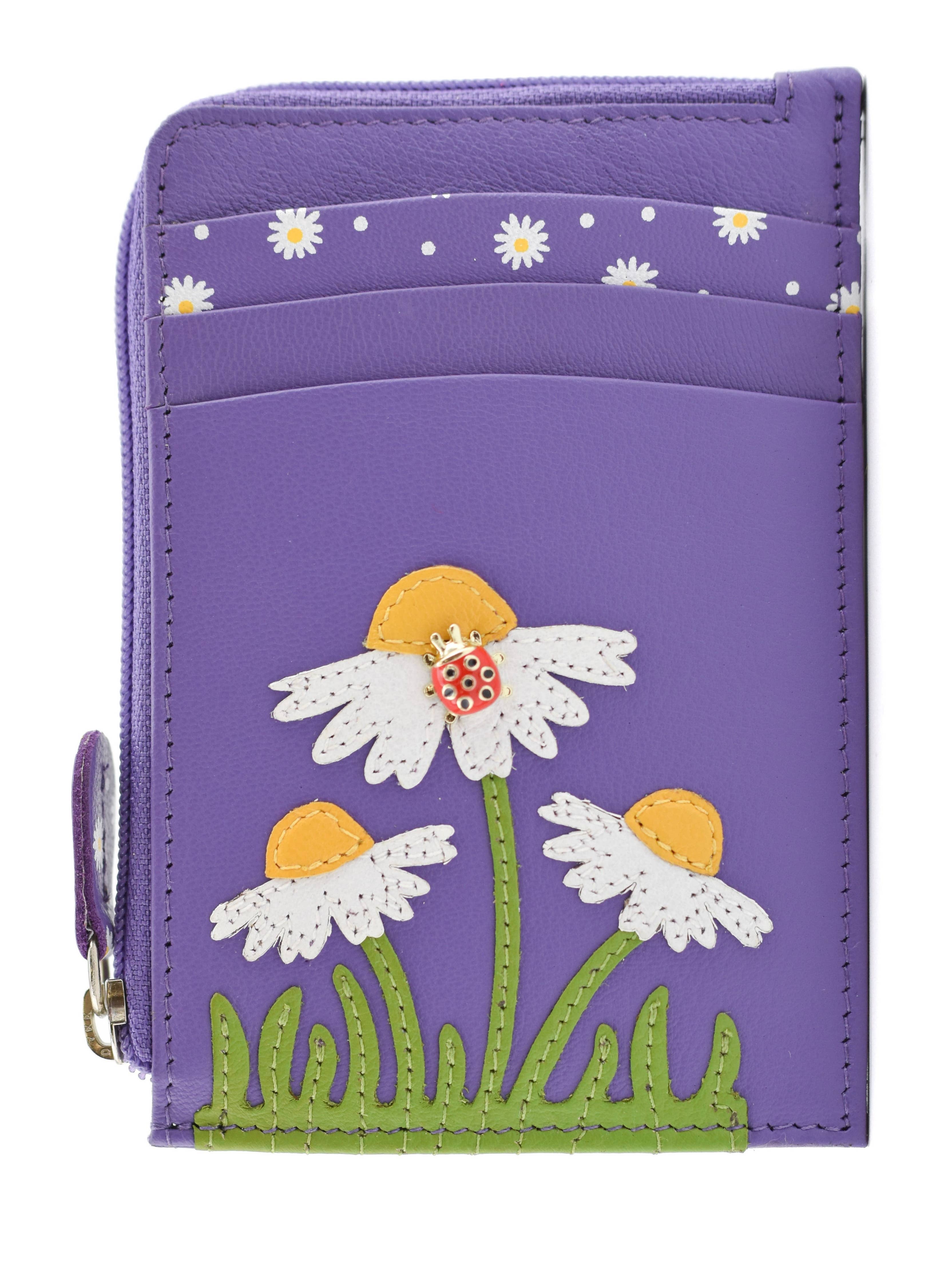 Peony Card and Coin Holder: Purple