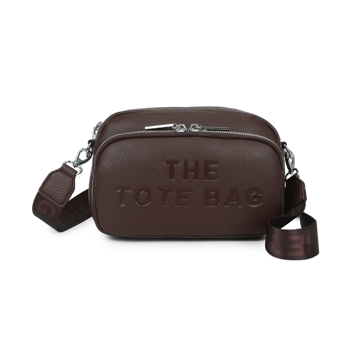 JM1726 Double Zip Crossbody Camera Bag with Wide Strap: Black