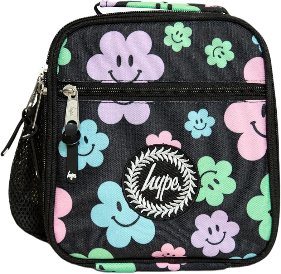 Hype Black Happy Flowers Lunchbox