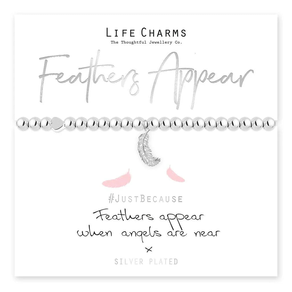 Life Charm Feathers Appear Silver Plated Bracelet