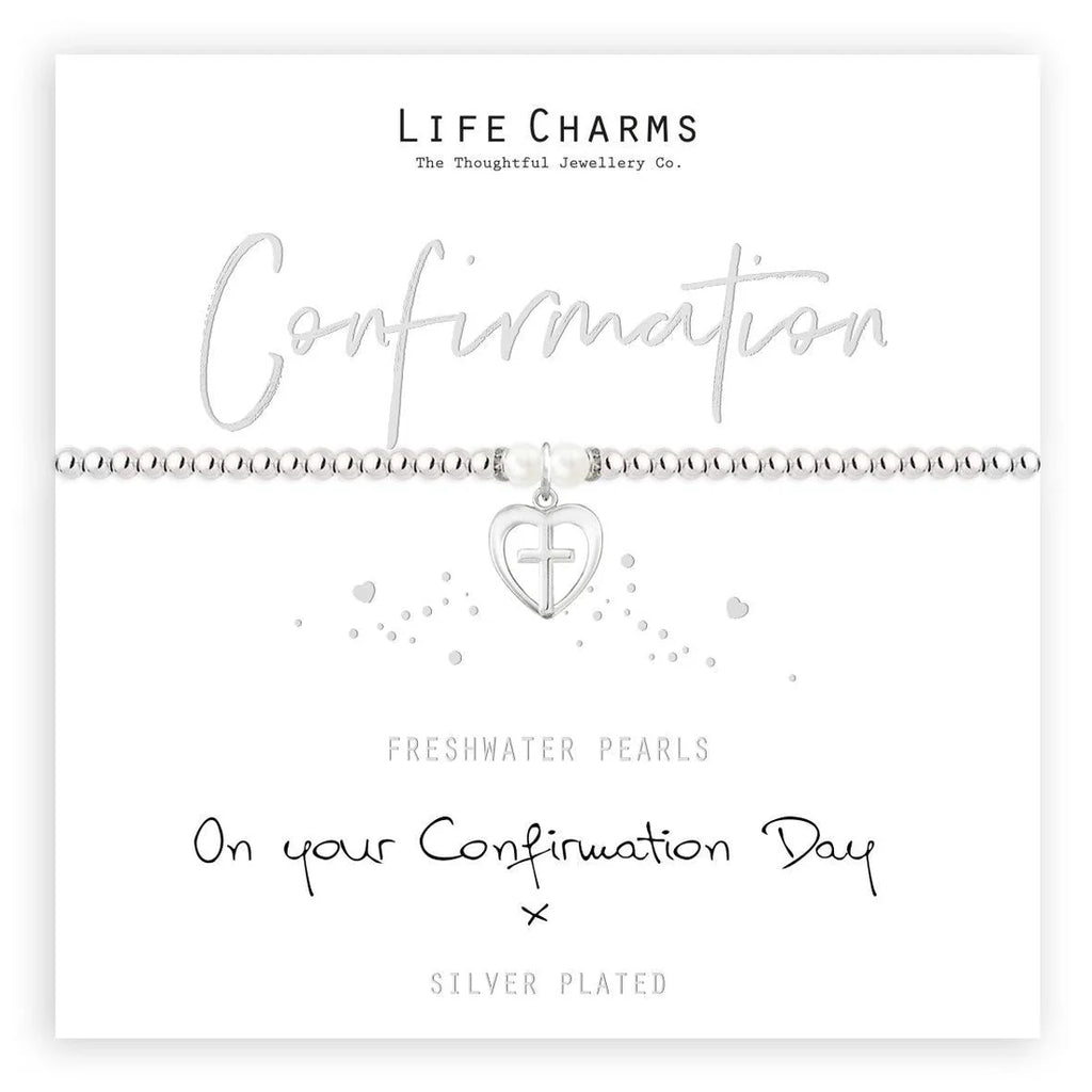 Life Charm Confirmation Silver Plated With Freshwater Pearls