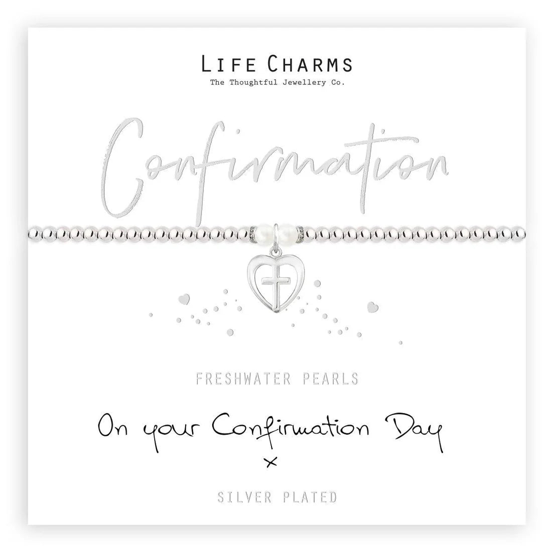 Life Charm Confirmation Silver Plated With Freshwater Pearls