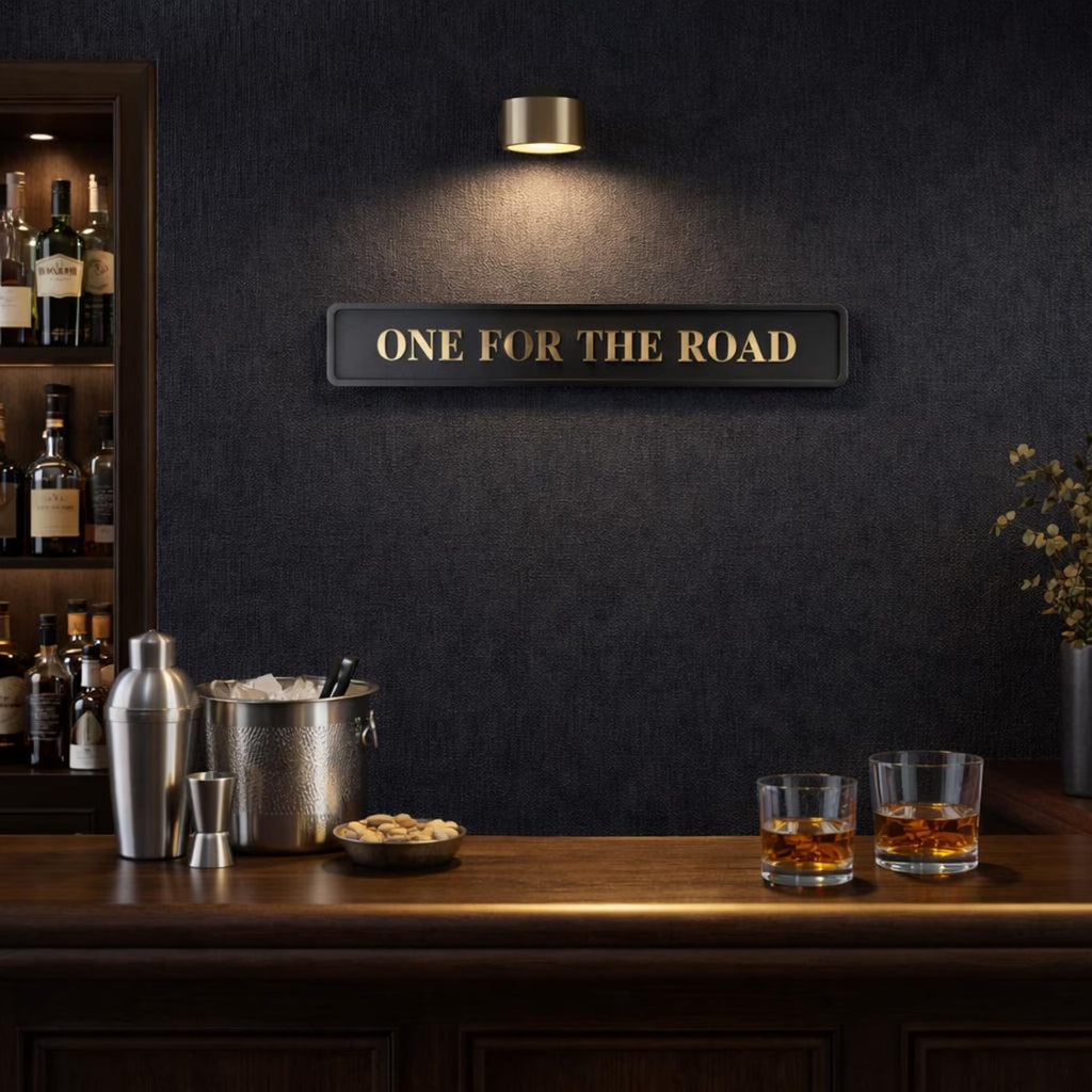 One For The Road Black And Gold Foil Sign