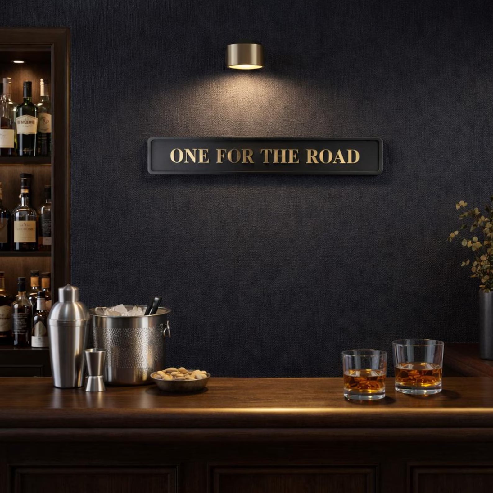 One For The Road Black And Gold Foil Sign