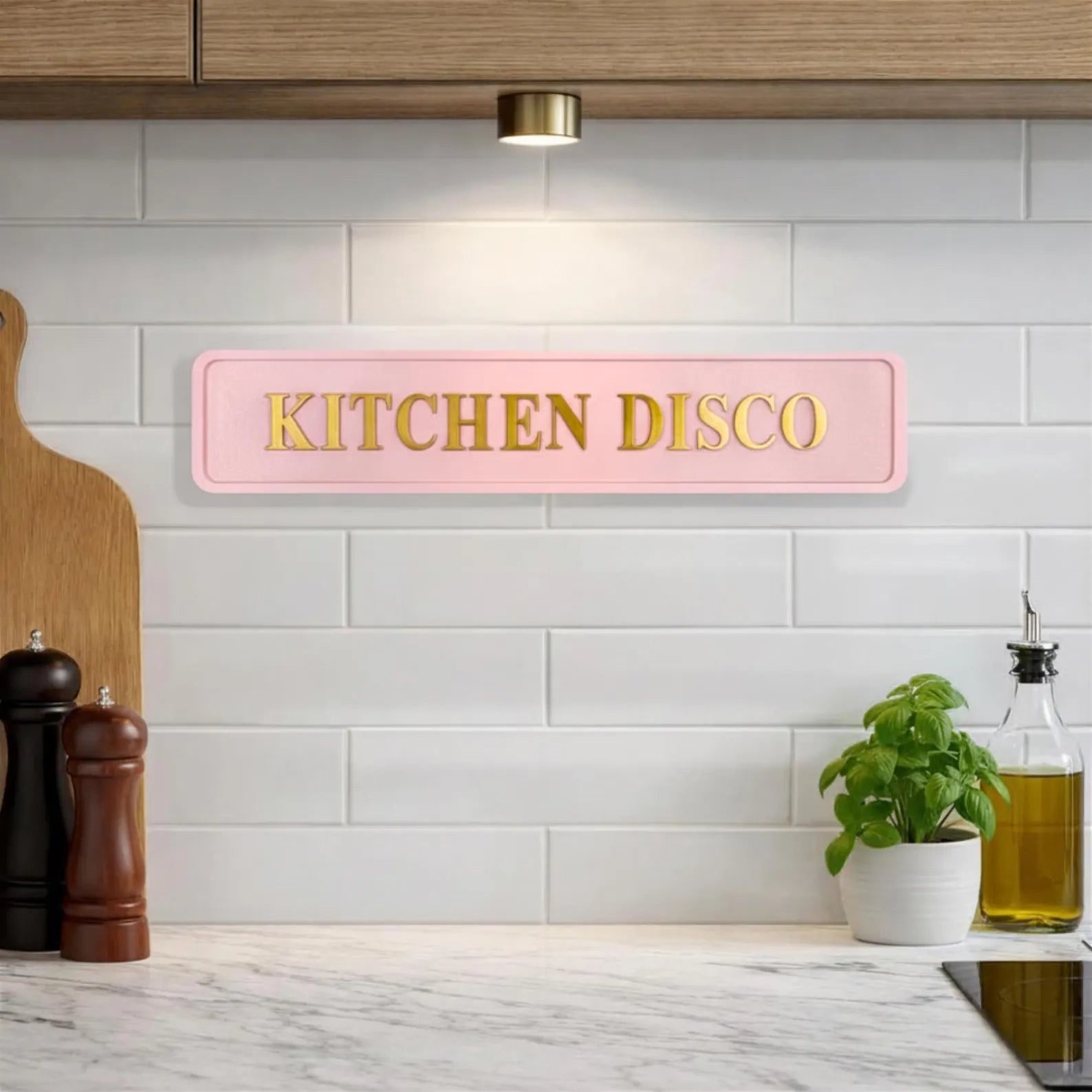 Kitchen Disco Pink and Gold Foil Sign
