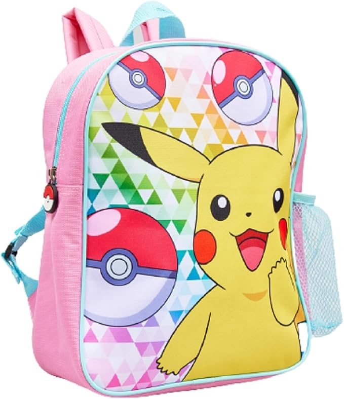 Cute Pokemon Pikachu and Poke Ball Pink Backpack