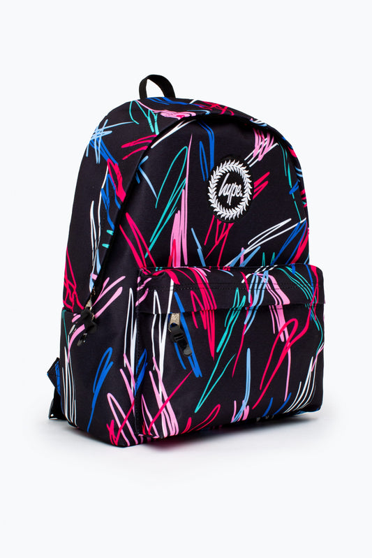 Hype Black Multi Scribble Backpack