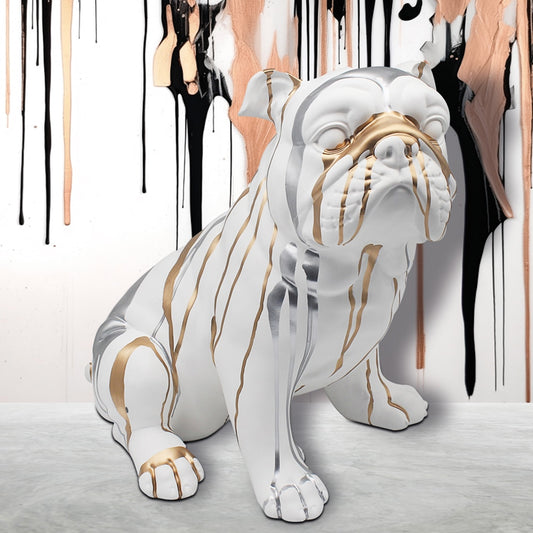 White Drip Art Bulldog