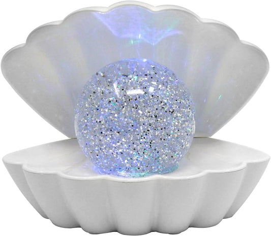 White Pearl - Colour LED Clam with Glitter Pearl